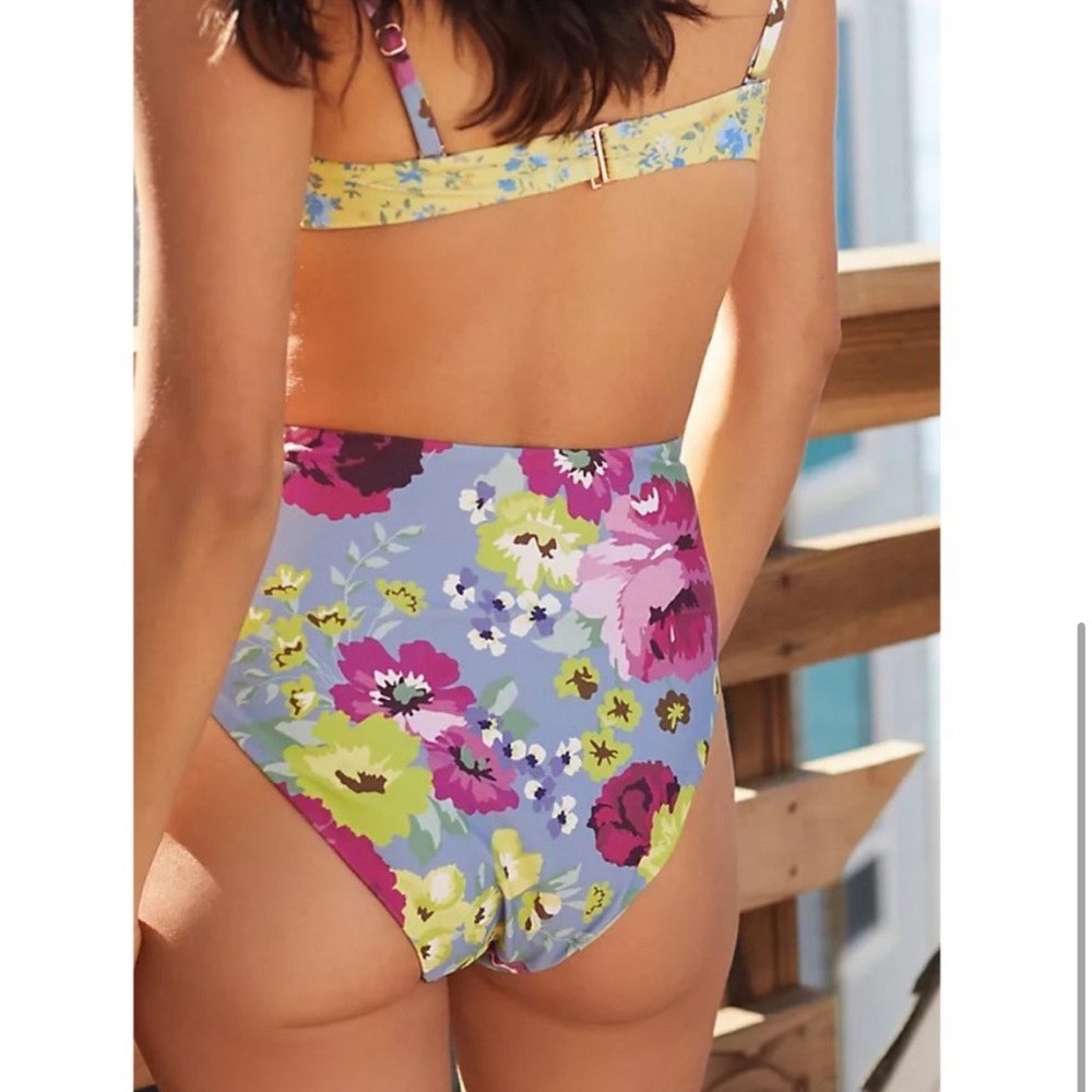 NWT Anthropologie Floral Polka Dot Bikini Top & High-Waisted Bikini Bottoms - Picture 4 of 6
